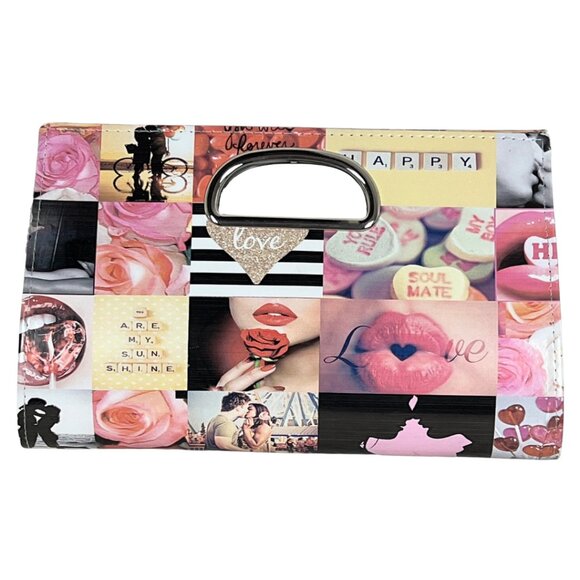 Ashley Stewart Love Collage Clutch & Shoulder Bag Chain Strap NWT - Picture 5 of 14